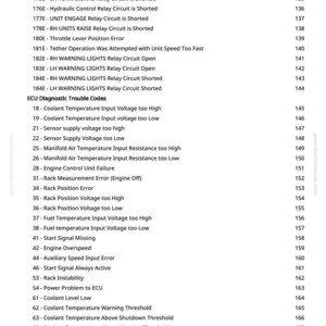 May include: A white page with a list of ECU diagnostic trouble codes and their corresponding numbers. The codes cover issues like coolant temperature, sensor voltage, and engine control unit failures. The page includes a website address.