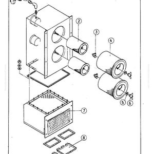 May include: An exploded diagram of a mechanical device, featuring a rectangular housing with cylindrical components, bolts, and a perforated panel. The image includes the text "MANNESMANN DEMAG Baumaschinen" and the number "8977".