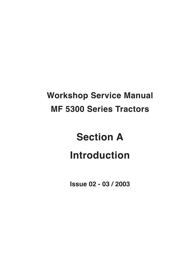 Puede incluir: Una p&aacute;gina blanca con texto negro. El texto dice "Workshop Service Manual MF 5300 Series Tractors", "Section A Introduction" y "Issue 02 - 03 / 2003".