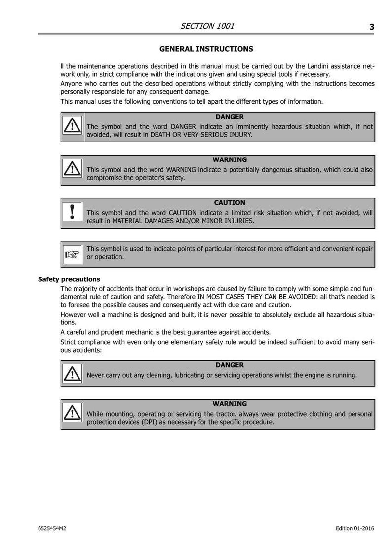 Op de afbeelding: Pagina uit een handleiding met veiligheidsinstructies. Bevat symbolen voor gevaar, waarschuwing en voorzichtigheid, samen met uitleg. Tekst adviseert over veilige bedienings- en onderhoudsprocedures, met nadruk op het volgen van richtlijnen.