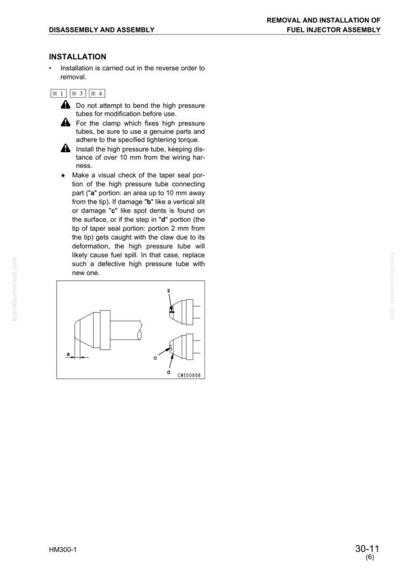 May include: Diagram illustrating the disassembly and assembly of a fuel injector. The image includes technical instructions and diagrams, with labels and measurements in millimeters. The text includes warnings and steps for installation and inspection.