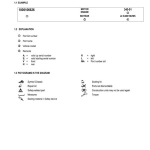 May include: Diagram with the title "INFORMATION" and the text "1. HEADLINE OF THE DIAGRAM". Includes examples, explanations, and pictograms for vehicle parts and related information.