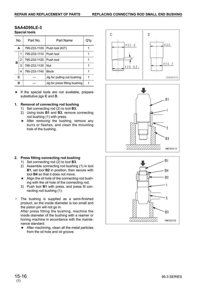 Komatsu 95-3-serien dieselmotor servicehandbok reparation verkstad PDF-nedladdning bild 11