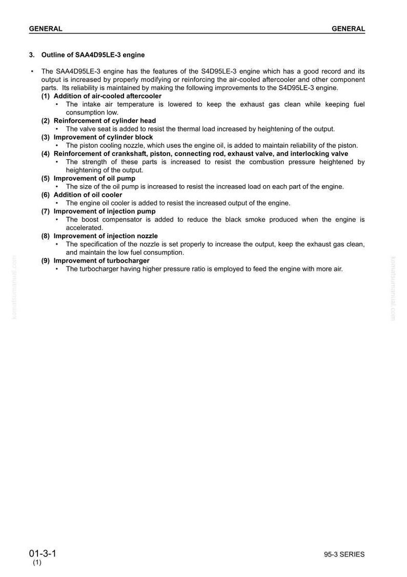 Komatsu 95-3-serien dieselmotor servicehandbok reparation verkstad PDF-nedladdning bild 4