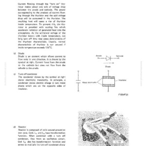 May include: Diagram of an electrical system with labels and illustrations. Includes a diode symbol, a condenser diagram, and a reactor coil illustration. Text explains the function of each component, with the title "Electrical System".