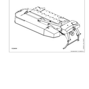 May include: Line drawing of a mechanical component, likely for agricultural use. The image is labeled "Identification Views" and "Identification View." The component is rectangular with various attached parts and support structures. The drawing is in black and white.