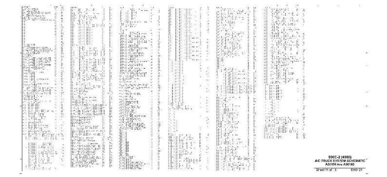 May include: A detailed schematic diagram of an A/C truck system, with numerous lines, symbols, and text labels. The diagram is in black and white, with the title "936E-2 (400C) A/C TRUCK SYSTEM SCHEMATIC" and sheet information.