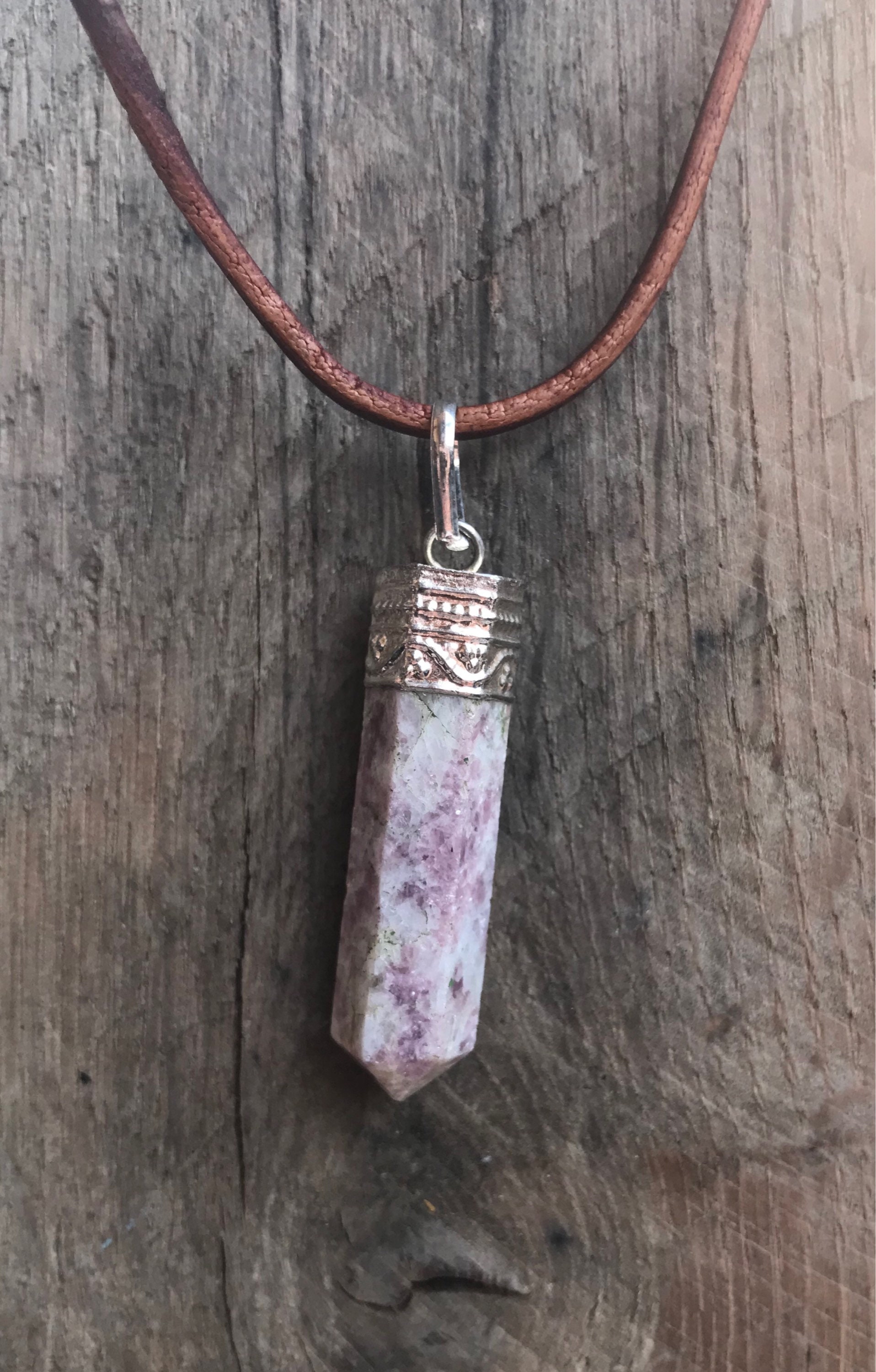 Calcite Healing Point Crystal Pendant with Leather Cord 25 Etsy