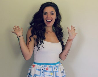 Vintage Pac Man High Waisted 90s Skirt