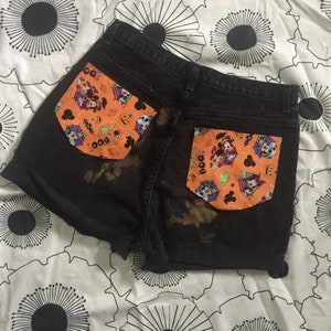 Vintage Mickey Mouse Halloween Acid Wash Denim Jean Shorts