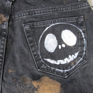 Jack & Sally Nightmare Before Christmas Destroyed Denim Shorts image 2