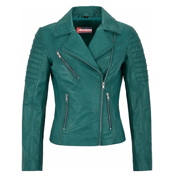 Teal Moto Jacket Mens Teal Leather Jacket