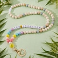 Custom Smiley Teacher Lanyard Beaded Wooden Teacher Lanyards With Name Beaded Personalized BOHO Lanyard Teacher Gift For Her ID Badge Holder product logo