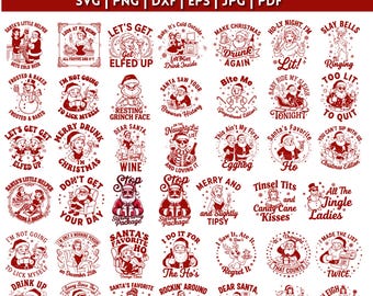 Snarky Christmas Svg Bundle, Sarcastic Santa Claus Svg, Funny Christmas Humor Svg,Skeleton Svg, Christmas Skull Svg, Retro Christmas Svg,Png