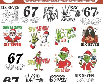 Paquete SVG de manos divertidas con memes Six Seven 6 7, esqueleto divertido con memes 6 7, humor viral, tendencia 67, redes sociales divertidas, camiseta deportiva.