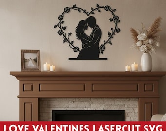 Valentine’s Day, Laser Cut File | Love  Laser Cut SVG | Valentine Decor DXF | Romantic Laser Design | Cricut Silhouette  | Digital Download