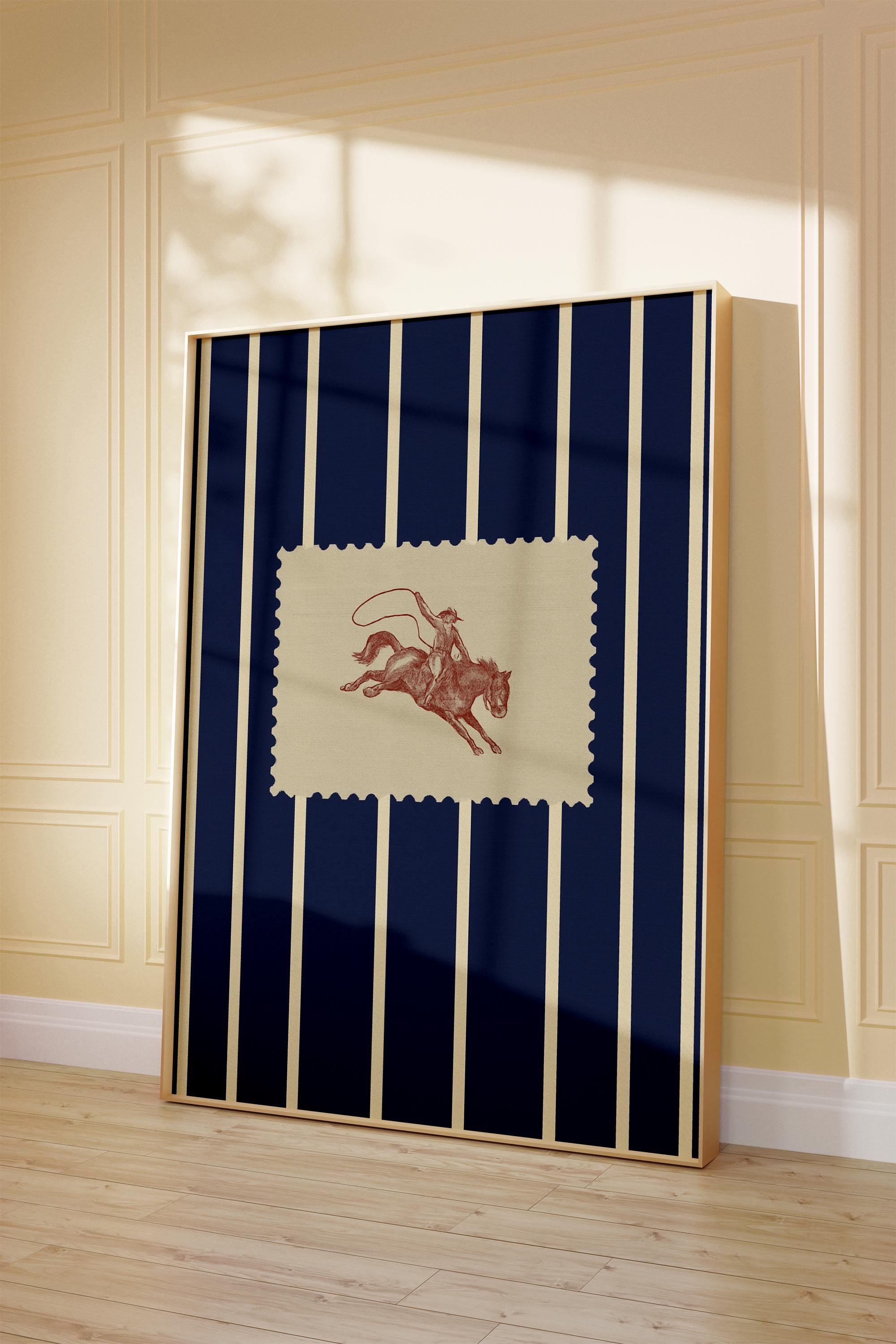 Vintage Bold Striped Rodeo Print Western Bedroom Print Cowboy Wall Art ...
