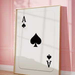 Stampa Asso di Picche, Carta da Gioco Retro, Arte da Parete Preppy, Arte da Parete Retro per la Decorazione della Stanza del Dormitorio, Arte di Carte da Gioco alla Moda Arte Estetica Scaricabile