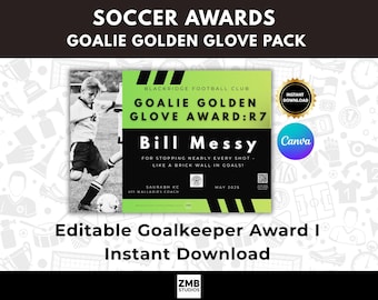 Certificado de Portero Editable: Plantilla de Equipo de Fútbol (Descarga Instantánea)