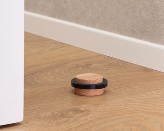 Wooden Doorstop Made with the Grain (Ø37mm ≈ 1.46in). 2 Heights available in Walnut, Oak, Red Oak and Ash, I-M302 EVI Herrajes
