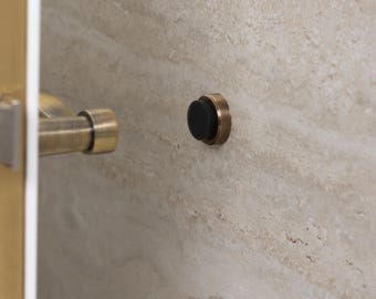 Minimalist Adhesive Door Stop - Stainless Steel or Brass, Wall Mounted by Adhesive or Screw, I-205 EVI Hardware.