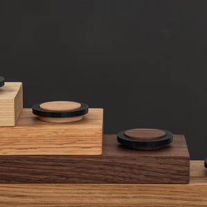 Pure Solid Wood Doorstop Made with the Grain (Ø47mm ≈ 1.85in). 2 Heights available in Walnut, Oak, Red Oak and Ash, I-M302 EVI Herrajes image 9