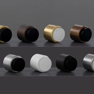 Deurstopper van messing of roestvrij staal (Ø28x27mm), wandmontage met 3M-lijm of schroeven, I-198 - EVI Hardware