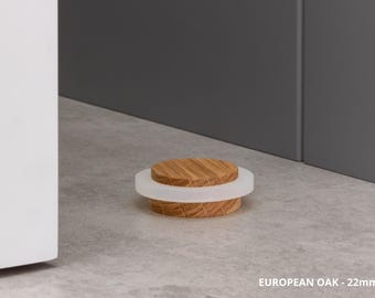 Pure Solid Wood Doorstop Made with the Grain (Ø47mm ≈ 1.85in). 2 Heights available in Walnut, Oak, Red Oak and Ash, I-M302 EVI Herrajes