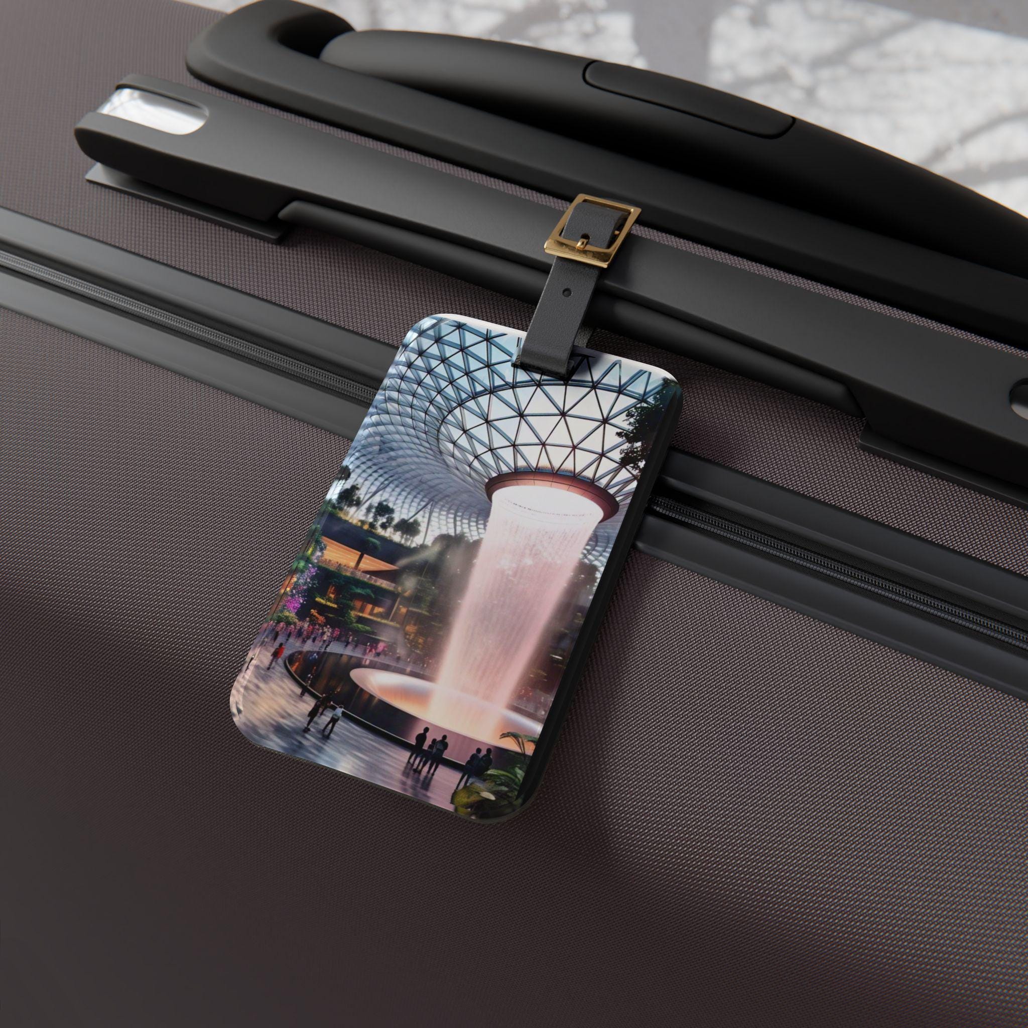 Waterfall Tag Pull Jewel Singapore Waterfall Acrylic Luggage Tag With Leather Strap - Etsy