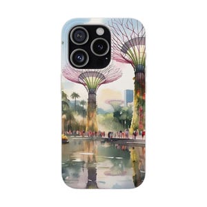Custodia flessibile SuperTree Gardens by the Bay con acquerello, custodia floreale per telefono, custodia botanica per telefono, regalo per gli amanti della natura, custodia flessibile per telefono