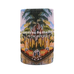 Stubby Cooler, Gardens by the Bay Supertree Watercolour Design, Beer Bottle Sleeve, Can Holder, Drink Insulator, Beverage Cooler,