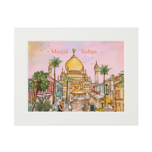 Impresión de la Mezquita del Sultán de Singapur / Impresión Giclée sobre papel de bellas artes, cartulina texturizada