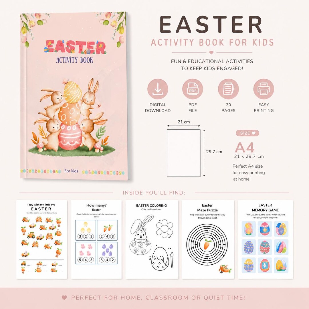 Easter Activity Book for Kids Printable PDF, Easter Busy Book ...