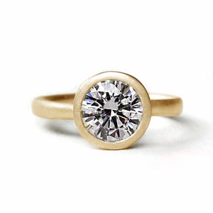 Moissanite Yellow Gold Engagement Ring 14k Solid Yellow Gold Diamond Alternative Promise Ring, Wedding Ring, Solitaire Ring 14k Yellow Gold