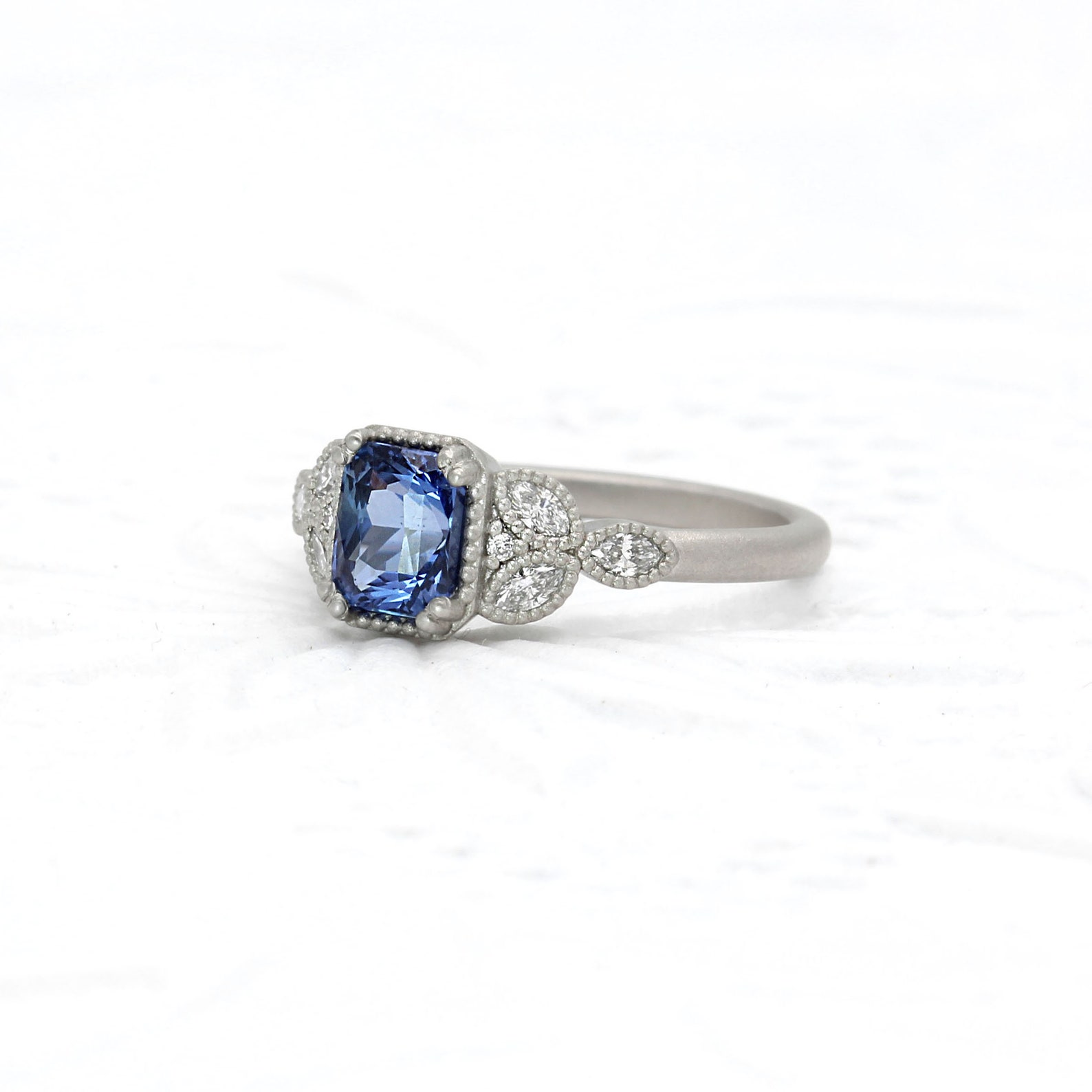 Cornflower Blue Sapphire Engagement Ring Platinum Etsy