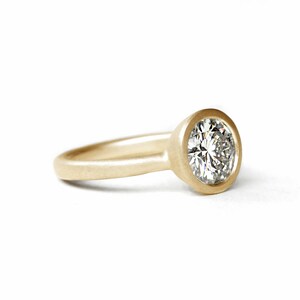 Moissanite Yellow Gold Engagement Ring 14k Solid Yellow Gold Diamond Alternative Promise Ring, Wedding Ring, Solitaire Ring image 2