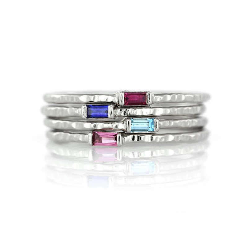 Stacking Mother's Rings Petite Baguette Birthstone Ring Etsy