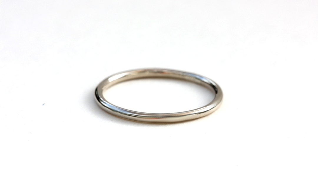 Simple Plain & Shiny Round Ring Band Solid 14k/18k Palladium - Etsy