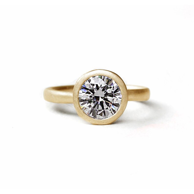 Moissanite Yellow Gold Engagement Ring 14k Solid Yellow Gold Diamond Alternative Promise Ring, Wedding Ring, Solitaire Ring 14k Yellow Gold
