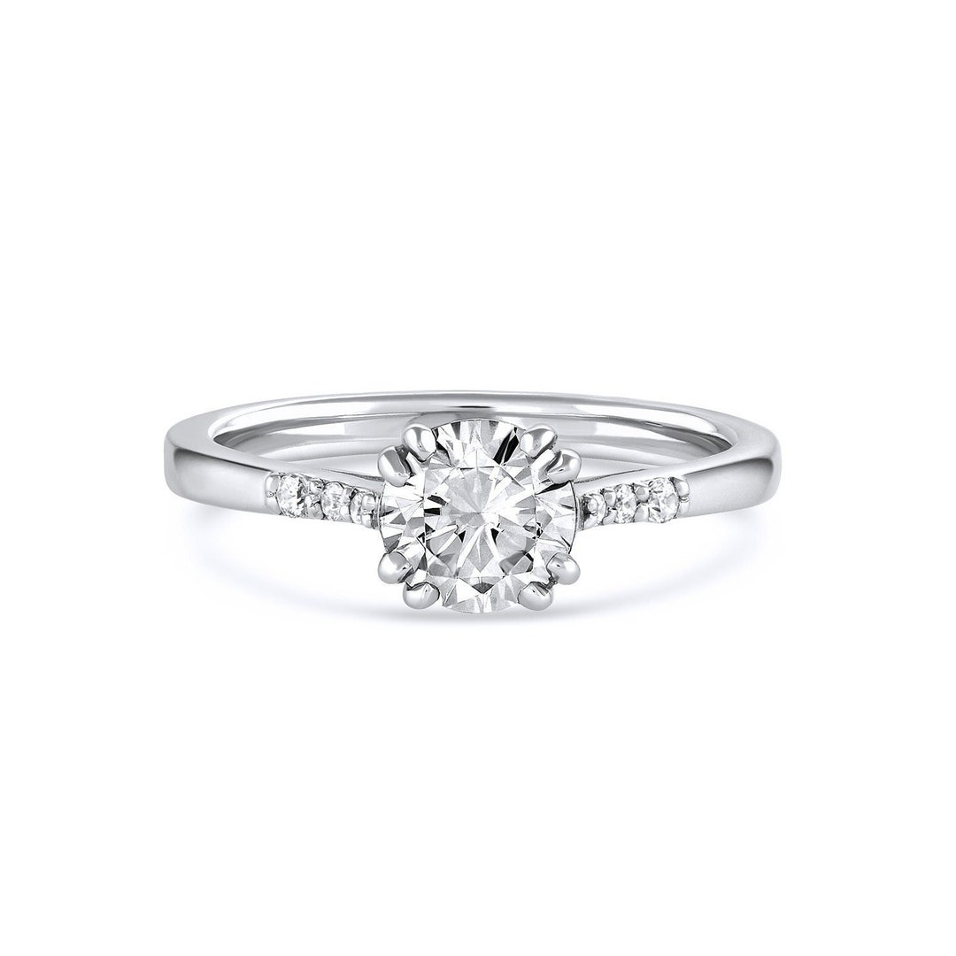 Eva Elevated Diamond Engagement Ring With Pave Diamonds