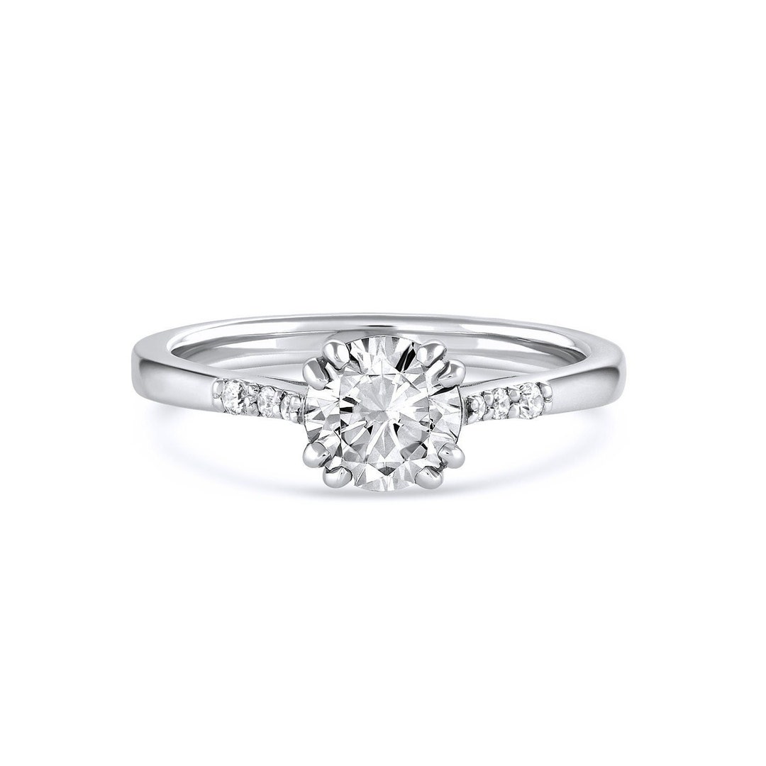 Eva Elevated Diamond Engagement Ring With Pave Diamonds - Etsy