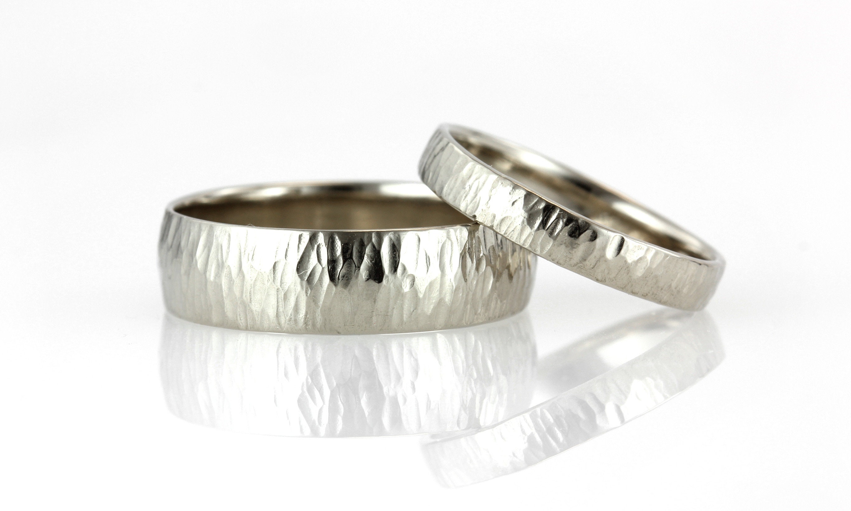 Light Half Round Wedding Band 3MM Mens 18K White Gold