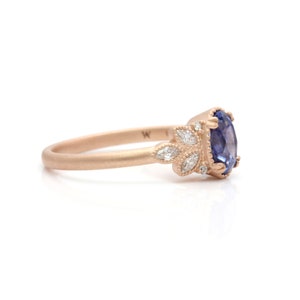 Oval Sapphire Engagement Ring Cornflower Blue, Rose Gold Anniversary, Wedding Ring Gift for Wife, Girlfriend Size 6 Ready to Ship image 6