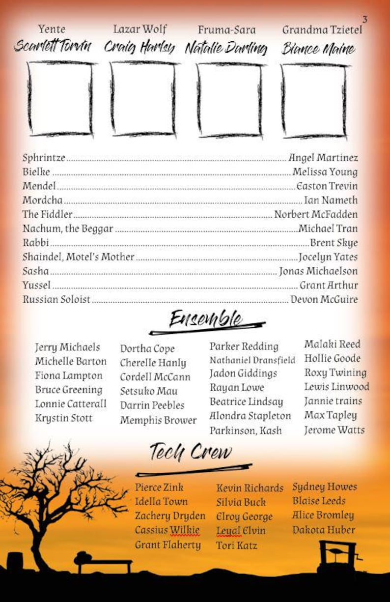 Play Program Book Examples School Play Program Templates, Microsoft Word - Fiddler on the Roof - Etsy