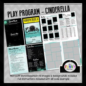 School Play Program Templates, Microsoft Word - Cinderella