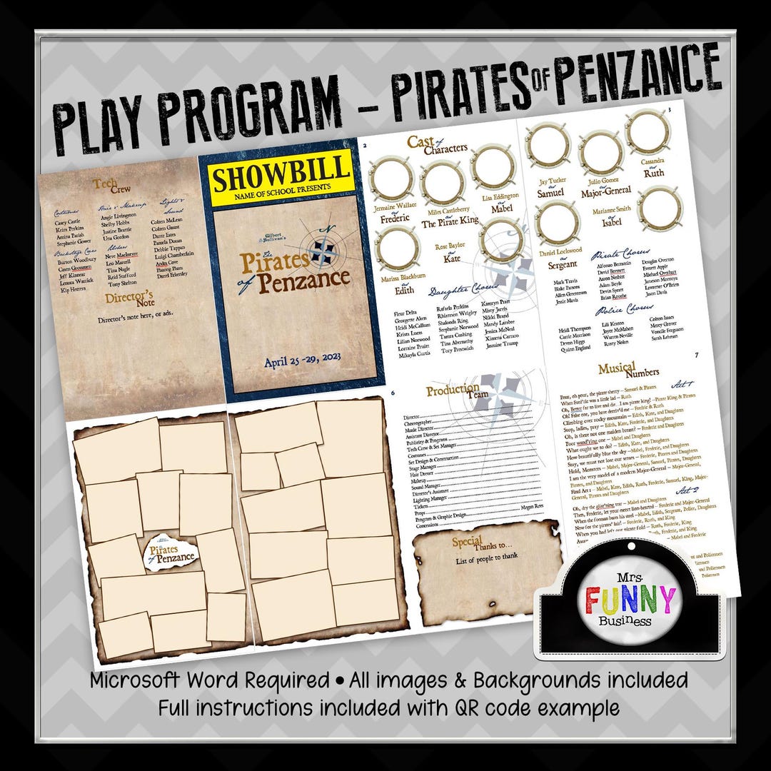 School Play Program Templates, Microsoft Word - Pirates of Penzance - Etsy