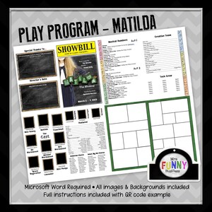 School Play Program Templates, Microsoft Word - Matilda