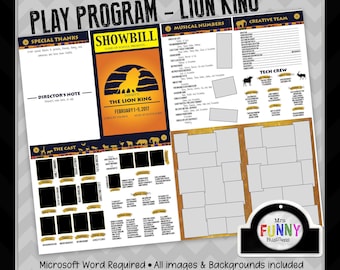 School Play Program Templates, Microsoft Word - Lion King