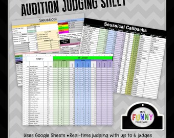 Sortable Audition Judging Sheet for Multiple Judges