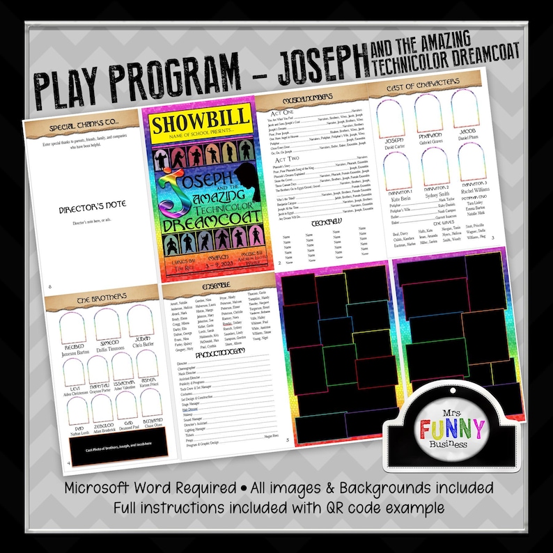 Play Program Layout Printable School Play Program Templates, Microsoft Word - Joseph and the Amazing ...